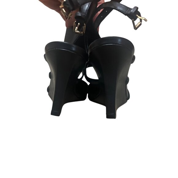 Mint Velvet Black Pointed Toe Wedge Heels With Adjustable Ankle Straps Size 39 F - Picture 4 of 7